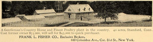 1907 Ad Frank L. Fisher Sale Country Home Poultry Plant - ORIGINAL CL4