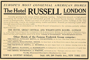 1907 Ad Hotel Russell London Great Central Wharncliffe - ORIGINAL CL4