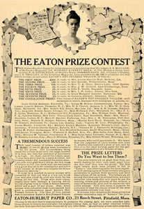 1907 Print Eaton-Hurlbut Paper Prize Contest Letters - ORIGINAL HISTORIC CL4