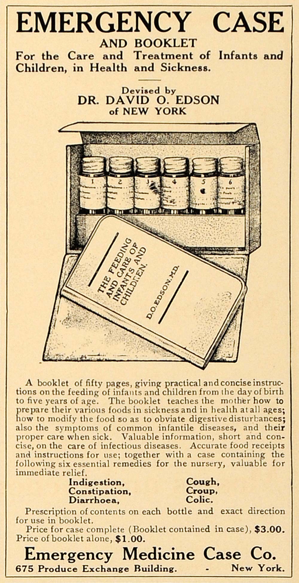 1907 Ad Emergency Medicine Case Dr. David O. Edson - ORIGINAL ADVERTISING CL4