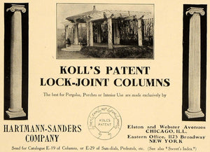 1909 Ad Kolls Joint Columns Hartmann Sanders Company - ORIGINAL ADVERTISING CL4