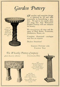1924 Ad Wheatley Pottery Company Garden Decor Sundial - ORIGINAL ADVERTISING CL4