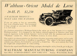 1905 Ad Waltham Orient De Luxe Cheapest Car Of Time - ORIGINAL ADVERTISING CL4