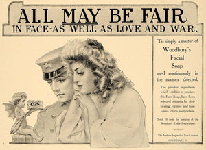 1905 Ad Woodburys Facial Soap Andrew Jergens Love & War - ORIGINAL CL4