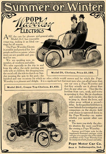 1905 Ad Pope Waverley Electrics Model 26 Chelsea Car - ORIGINAL ADVERTISING CL4