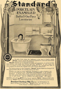 1905 Ad Standard Porcelain Enameled Bath Tub Lavatories - ORIGINAL CL4
