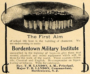 1905 Ad Bordentown Military Institute Lenox School - ORIGINAL ADVERTISING CL4