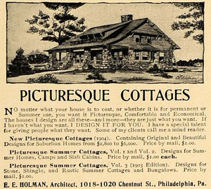 1905 Ad Picturesque Cottage E E Holman Architect Design - ORIGINAL CL4