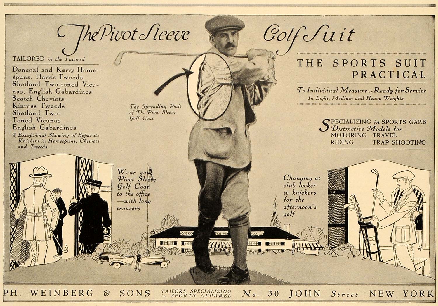 1919 Ad Pivot Sleeve Golf Suit Weinberg Sons Fashion - ORIGINAL ADVERTISING CL4