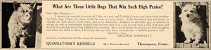 1919 Ad Adelaide Roosevelt Quinnatisset Kennels Dogs - ORIGINAL ADVERTISING CL4