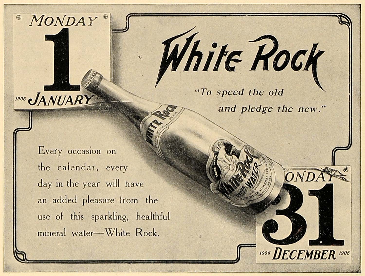 1906 Ad White Rock Sparkling Water New Years Waukesha - ORIGINAL ADVERTISING CL4