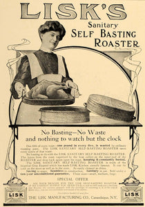 1906 Ad Lisks Company Self Basting Roaster Canandaigua - ORIGINAL CL4