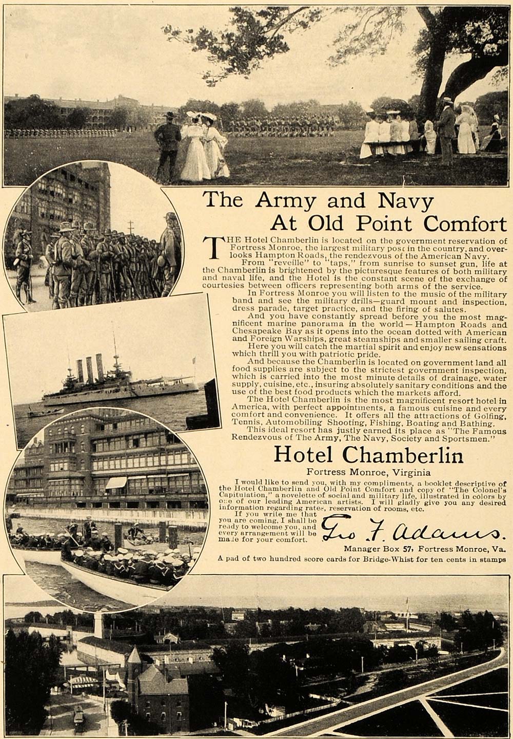 1906 Ad Hotel Chamberlin Army Navy Old Point Comfort - ORIGINAL ADVERTISING CL4