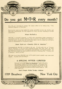 1906 Ad National Magazine of Motoring 1789 Broadway NYC - ORIGINAL CL4