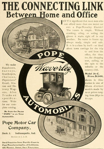 1906 Ad Pope Waverley Antique Motor Car Automobiles - ORIGINAL ADVERTISING CL4