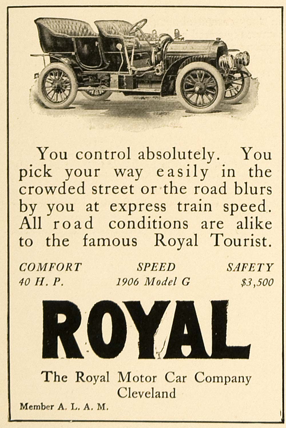 1906 Ad Royal Tourist Antique Motor Car Cleveland Ohio - ORIGINAL CL4