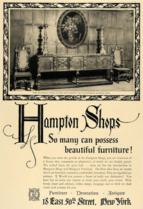 1924 Ad Hampton Shops Furniture Antique Decor Jacobean - ORIGINAL CL4