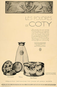 1924 Ad Coty Face Taclum Powder Compact French Vintage - ORIGINAL CL4
