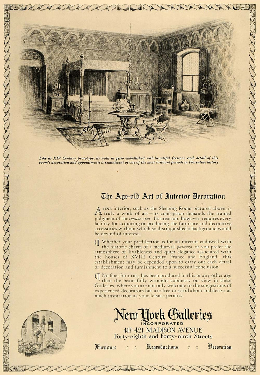 1924 Ad New York Galleries Antique Period Furniture - ORIGINAL ADVERTI ...