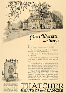 1924 Ad Thatcher Heaters Ranges Boiler Furnace Heating - ORIGINAL CL4