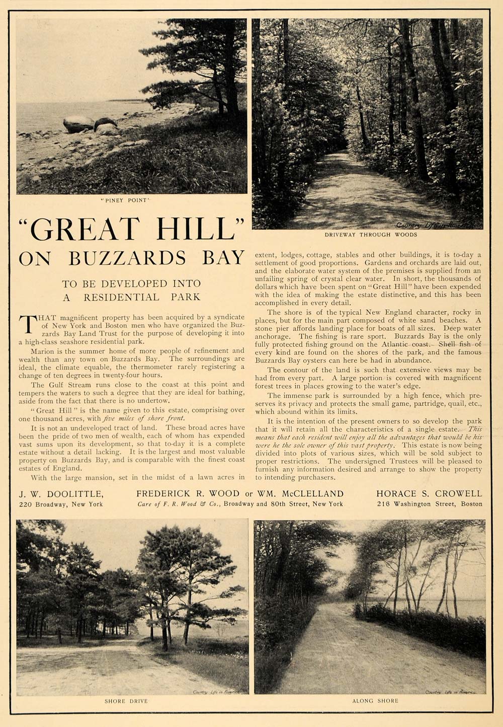 1905 Ad Great Hill Buzzards Bay Land Trust Park - ORIGINAL HISTORIC IMAGE CL4