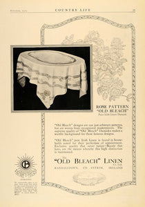1919 Ad Rose Pattern Old Bleach Irish Linen Damask - ORIGINAL ADVERTISING CL4
