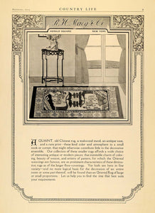 1919 Ad R. H. Macy Floor Coverings Oriental Rug Weaving - ORIGINAL CL4
