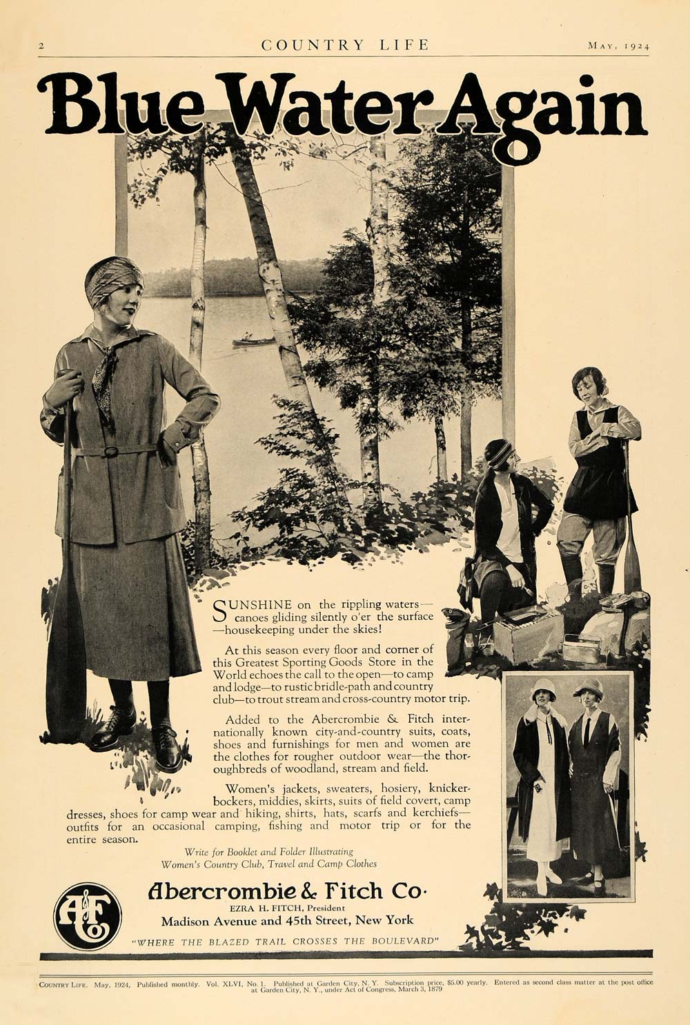 1924 Ad Abercrombie Fitch Women's Clothing Woods Lake - ORIGINAL ADVERTISING CL4