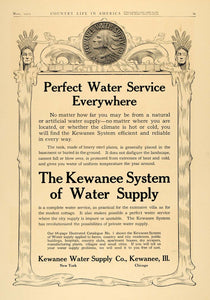 1907 Ad Kewanee Water Supply Native American Coin Waves - ORIGINAL CL4