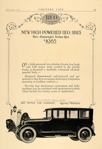 1923 Ad Reo Motor Cars High-Powered Sedan Sixes Lansing - ORIGINAL CL4