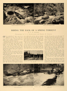 1909 Article Canoe Canoeing Running Rapids River Rocks - ORIGINAL CL5