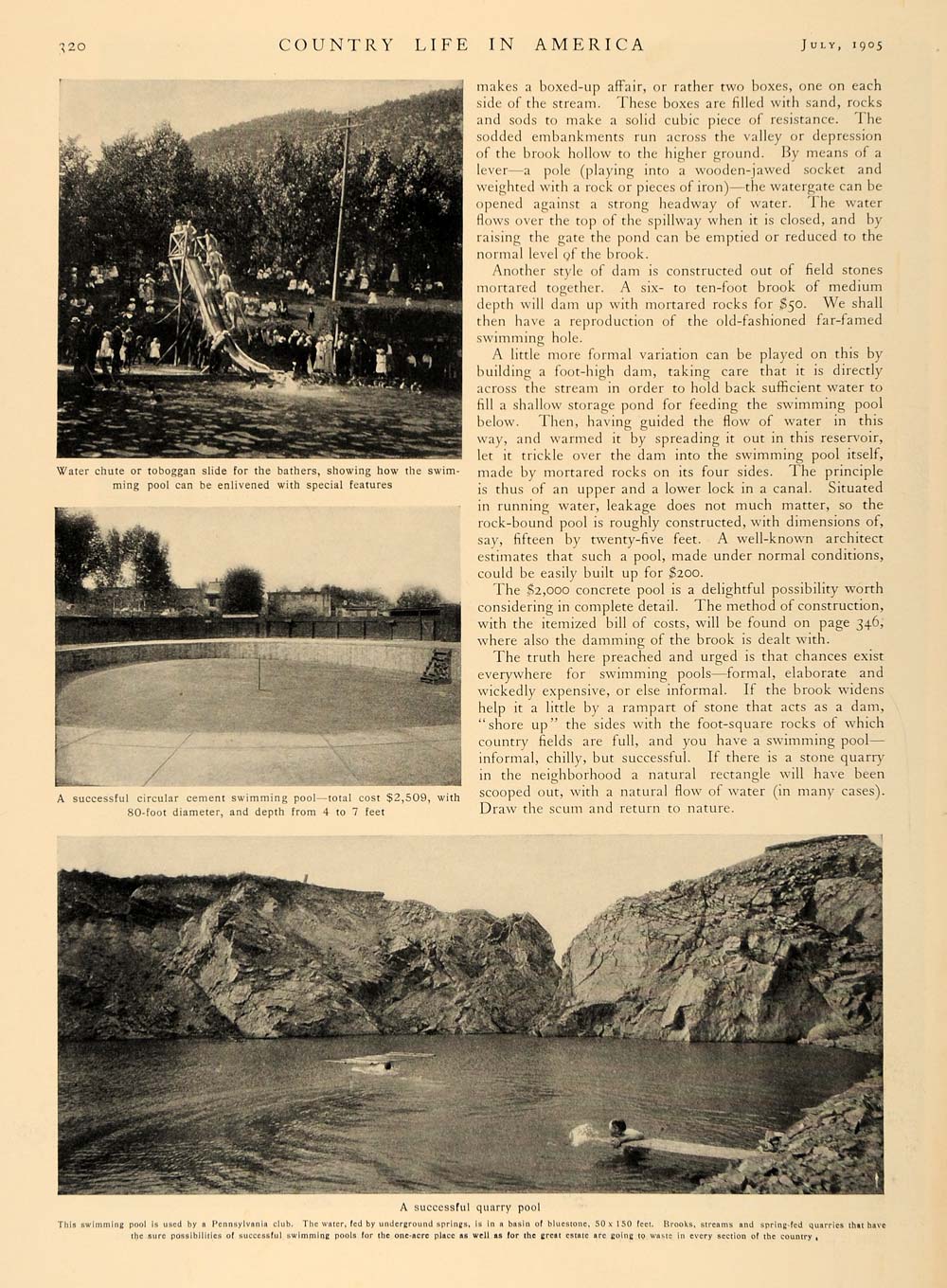 1905 Article Outdoor Natural Manmade Swimming Pools - ORIGINAL CL5