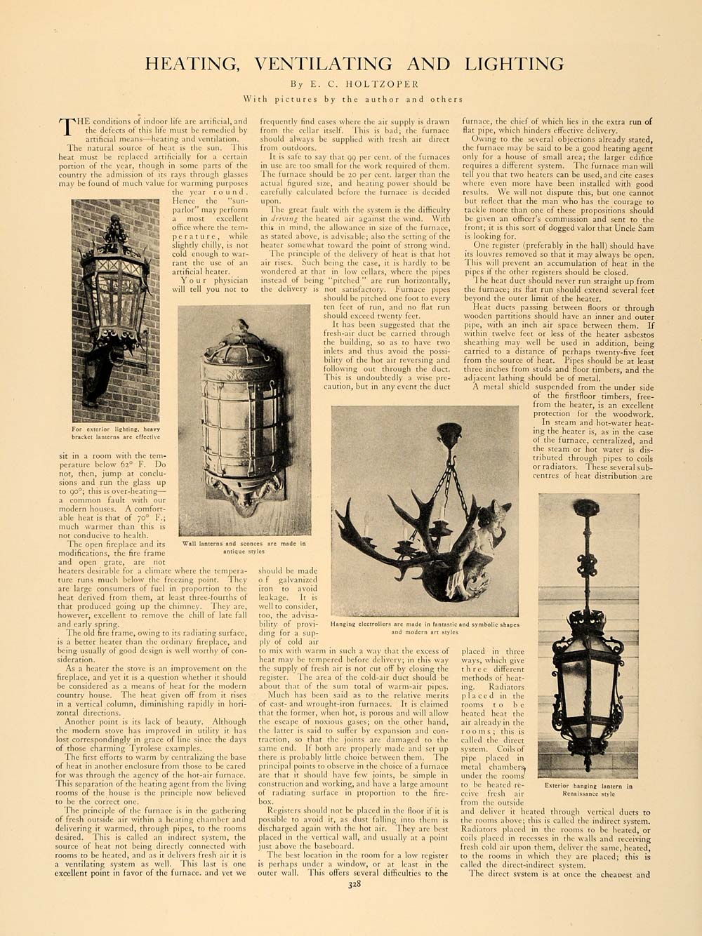 1906 Article Antique Heating Lighting E. C. Holtzoper - ORIGINAL CL5