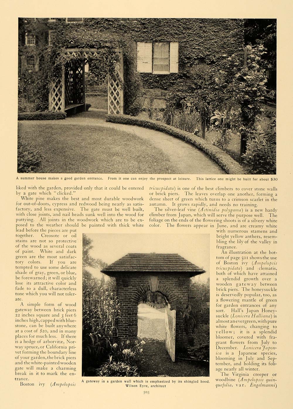 1907 Article Decorative Garden Entrances Architects - ORIGINAL CL5