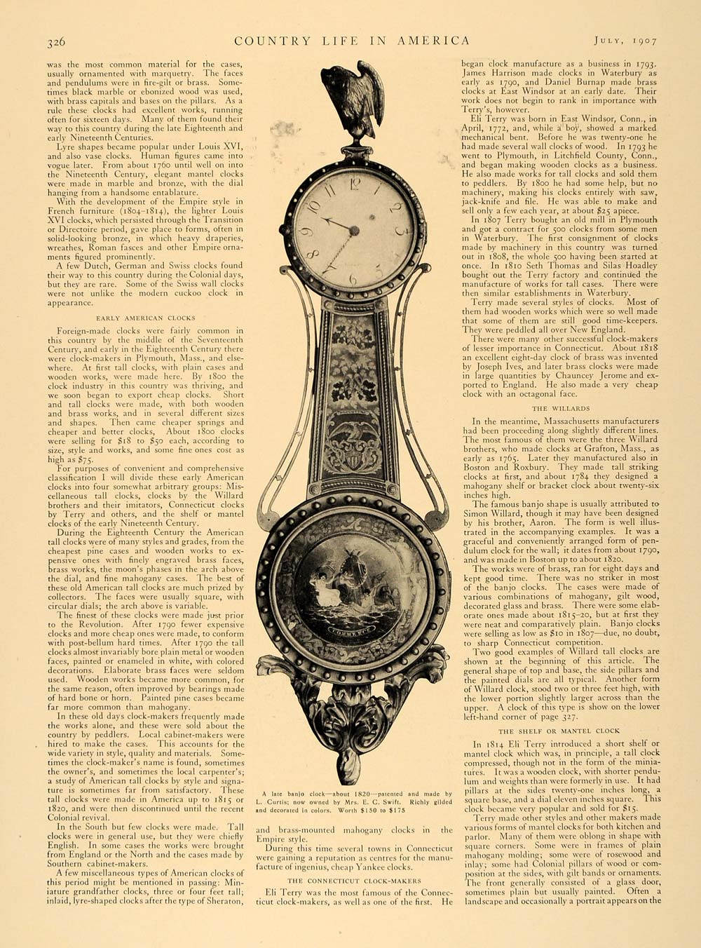 1907 Article Antique Clock Walter Dyer Louis XVI France - ORIGINAL CL5