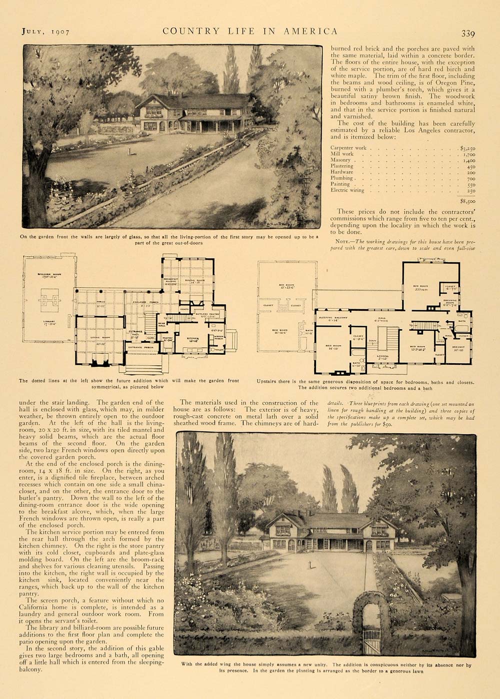 1907 Article Arthur Kelly William Newbury Country Home - ORIGINAL CL5