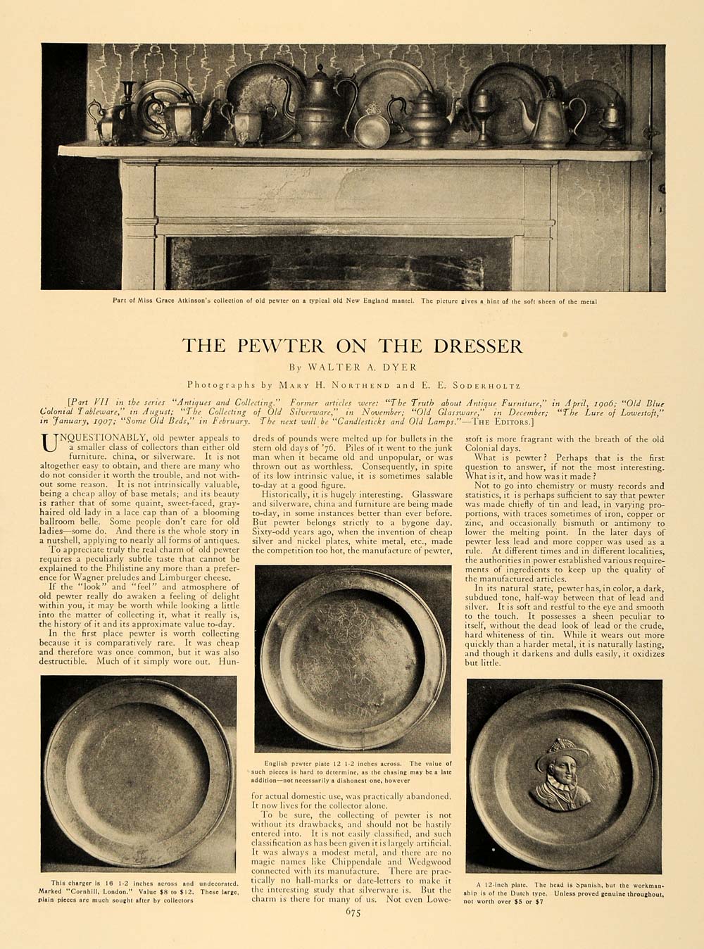 1907 Article Pewter Decorative Home Pieces Walter Dyer - ORIGINAL CL5