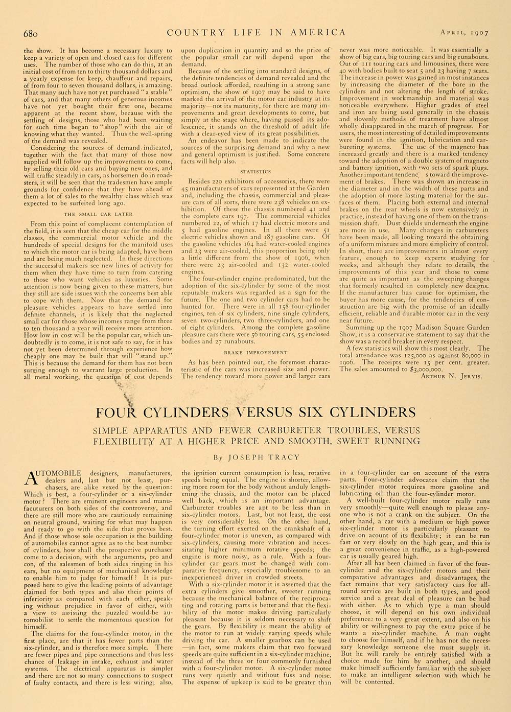 1907 Article Automobile Industry Arthur N Jervis Future - ORIGINAL CL5