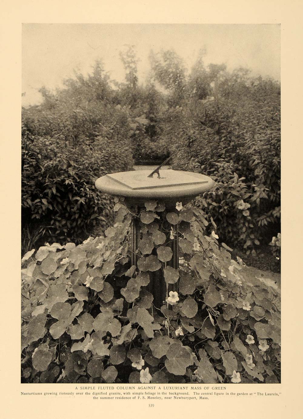 1906 Article Sun Dial Pedestal Garden Decor Walter Dyer - ORIGINAL CL5
