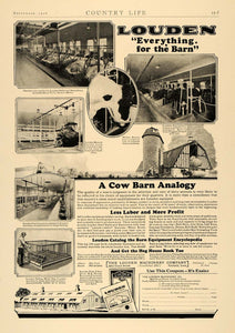 1928 Ad Louden Machinery Ayerdale Stock Farm Cow Barn - ORIGINAL ADVERTISING CL6