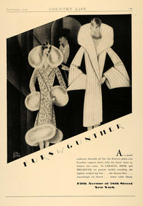 1928 Ad Gunther Furs Caracul Mink Le Nore Herman - ORIGINAL ADVERTISING CL6