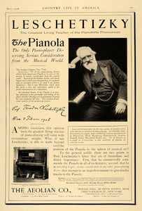1906 Ad Aeolian Pianola Leschetizky Liszt Paderewski - ORIGINAL ADVERTISING CL6