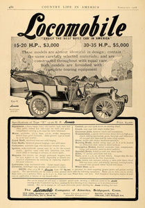 1906 Ad Locomobile Antique Car Type E Model H Pricing - ORIGINAL ADVERTISING CL6