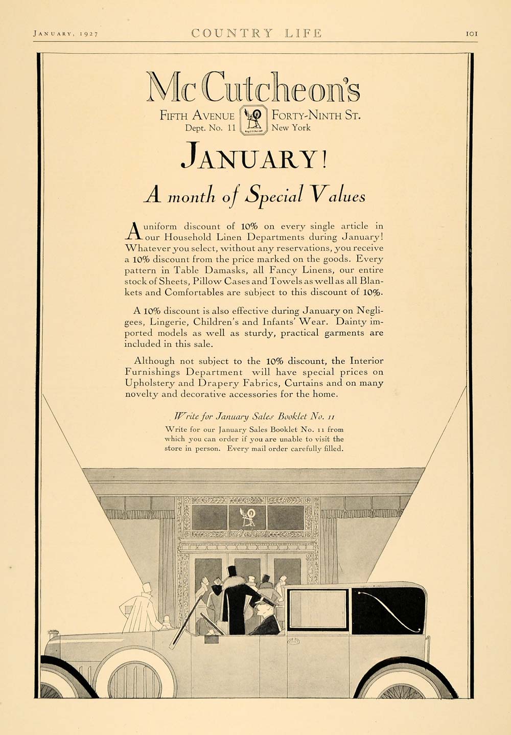1927 Ad McCutcheon's Household Linen Damask Bedding - ORIGINAL ADVERTISING CL6