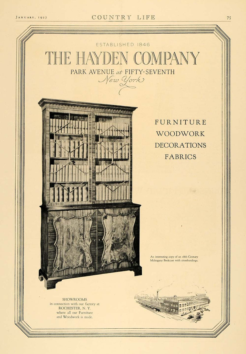 1927 Ad Hayden Furniture Woodwork Fabrics Decorations ORIGINAL ADVER