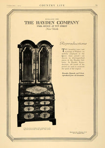 1925 Ad Hayden Reproduction Damask Secretary Queen Anne - ORIGINAL CL6
