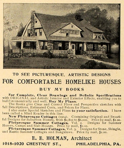 1905 Ad E E Holman Architect Artistic Designs Cottages - ORIGINAL CL7