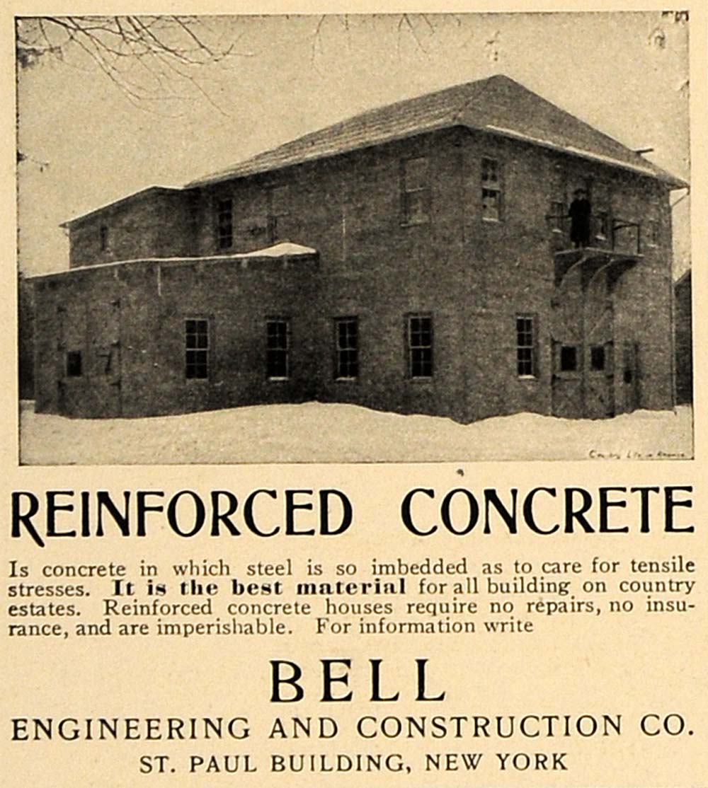 1905 Ad Concrete Bell Engineering Construction Company - ORIGINAL CL7
