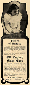 1905 Ad Old English Floor Wax A S Boyle Company Ohio - ORIGINAL ADVERTISING CL7