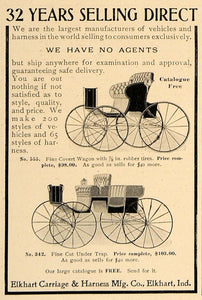1905 Ad Elkhart Carriage Harness Covert Wagon Designs - ORIGINAL ADVERTISING CL7